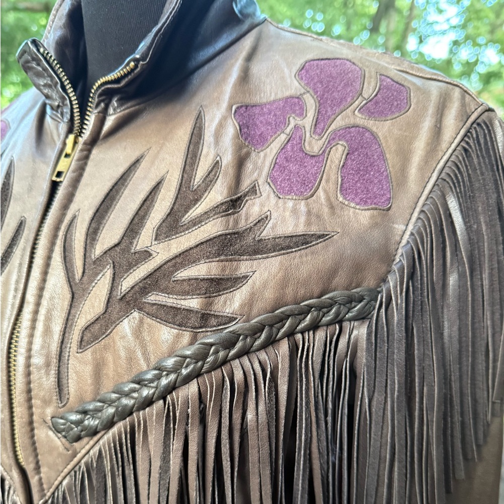 Vintage Dallas Premium Leather USA Made Fringe Western Jacket Removable Liner - Picture 4 of 15